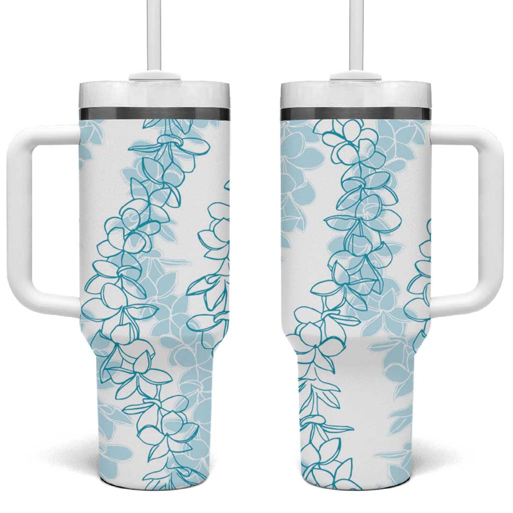 Hawaii Plumeria Lei Tumbler With Handle Aloha Festive Vibe - Turquoise