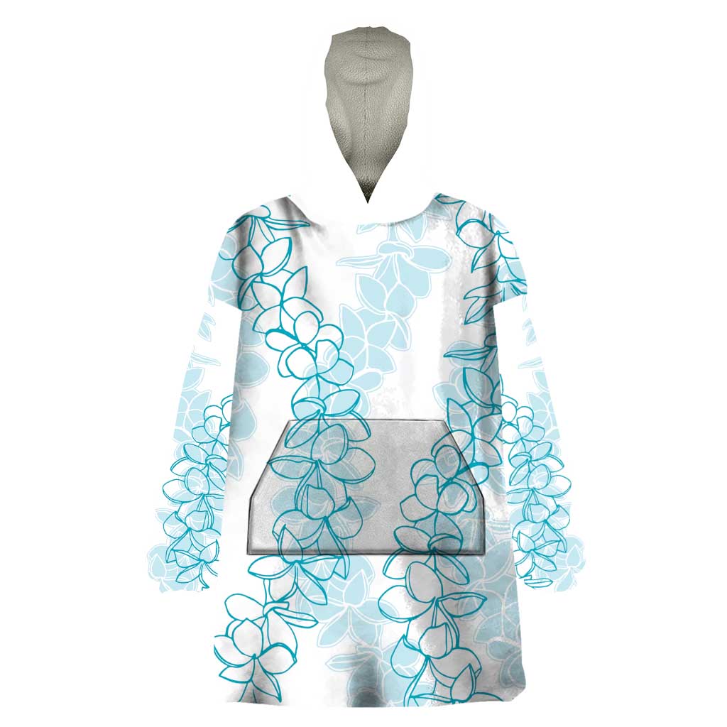 Hawaii Plumeria Lei Wearable Blanket Hoodie Aloha Festive Vibe - Turquoise LT7 One Size Turquoise - Polynesian Pride