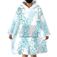 Hawaii Plumeria Lei Wearable Blanket Hoodie Aloha Festive Vibe - Turquoise LT7 - Polynesian Pride