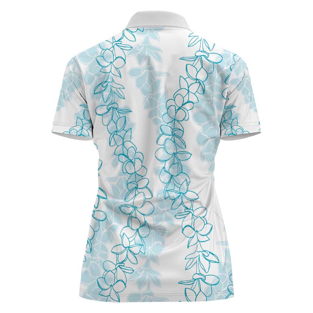 Hawaii Plumeria Lei Women Polo Shirt Aloha Festive Vibe - Turquoise