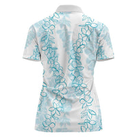 Hawaii Plumeria Lei Women Polo Shirt Aloha Festive Vibe - Turquoise