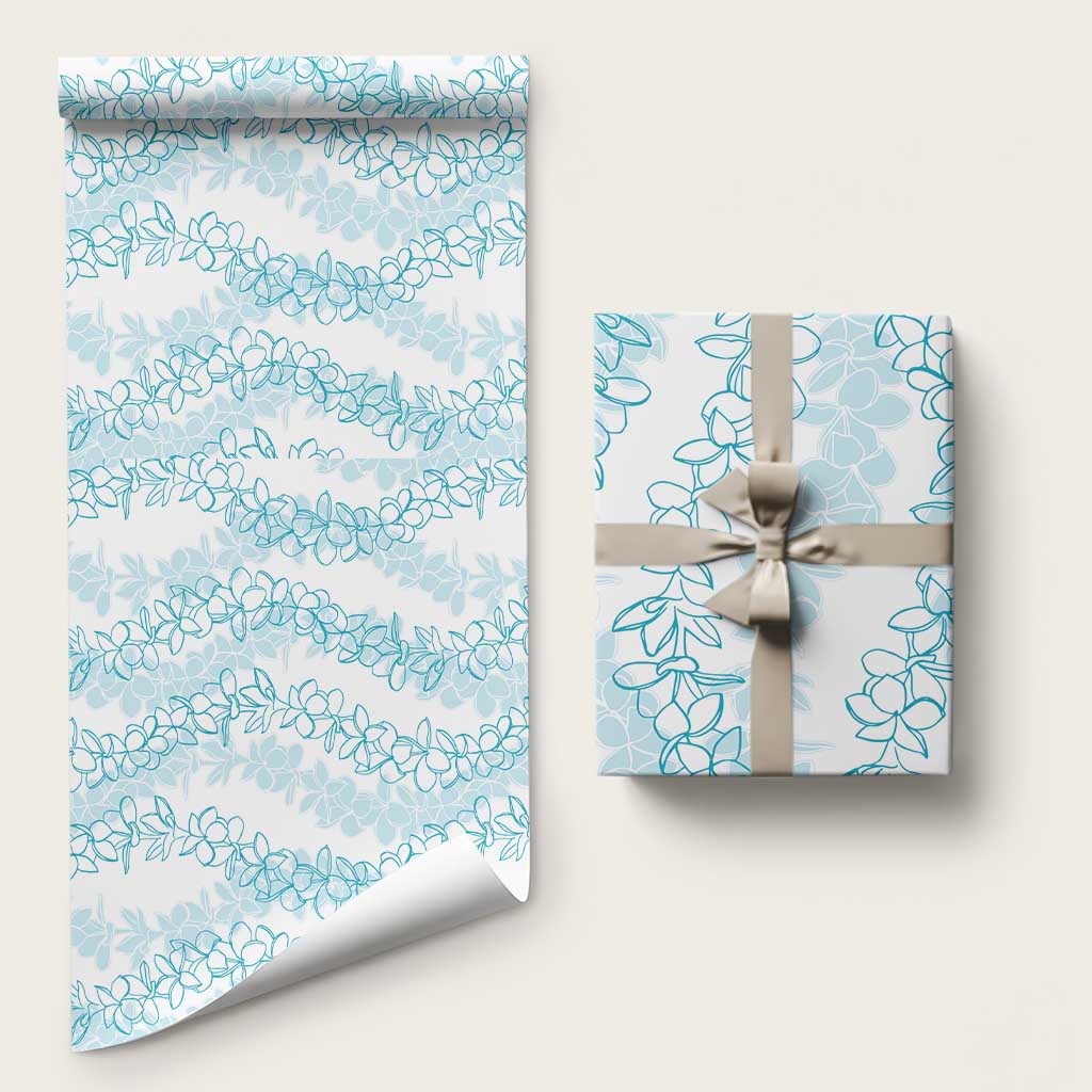Hawaii Plumeria Lei Wrapping Paper Aloha Festive Vibe - Turquoise LT7 58" × 23" Turquoise - Polynesian Pride