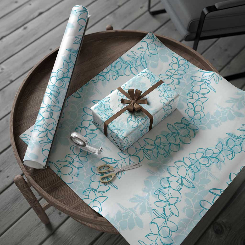 Hawaii Plumeria Lei Wrapping Paper Aloha Festive Vibe - Turquoise LT7 - Polynesian Pride