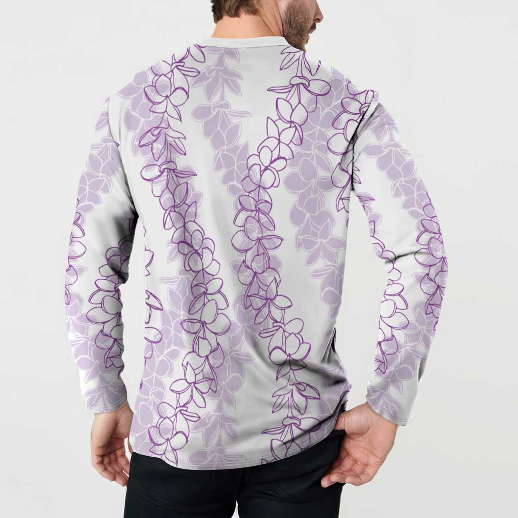 Hawaii Plumeria Lei Button Sweatshirt Aloha Festive Vibe - Amethyst LT7 - Polynesian Pride
