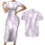 Hawaii Plumeria Lei Couples Matching Short Sleeve Bodycon Dress and Hawaiian Shirt Aloha Festive Vibe - Amethyst