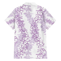 Hawaii Plumeria Lei Family Matching Long Sleeve Bodycon Dress and Hawaiian Shirt Aloha Festive Vibe - Amethyst