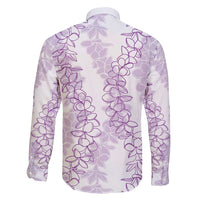 Hawaii Plumeria Lei Family Matching Long Sleeve Bodycon Dress and Hawaiian Shirt Aloha Festive Vibe - Amethyst