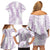 Hawaii Plumeria Lei Family Matching Off Shoulder Short Dress and Hawaiian Shirt Aloha Festive Vibe - Amethyst
