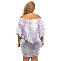 Hawaii Plumeria Lei Family Matching Off Shoulder Short Dress and Hawaiian Shirt Aloha Festive Vibe - Amethyst