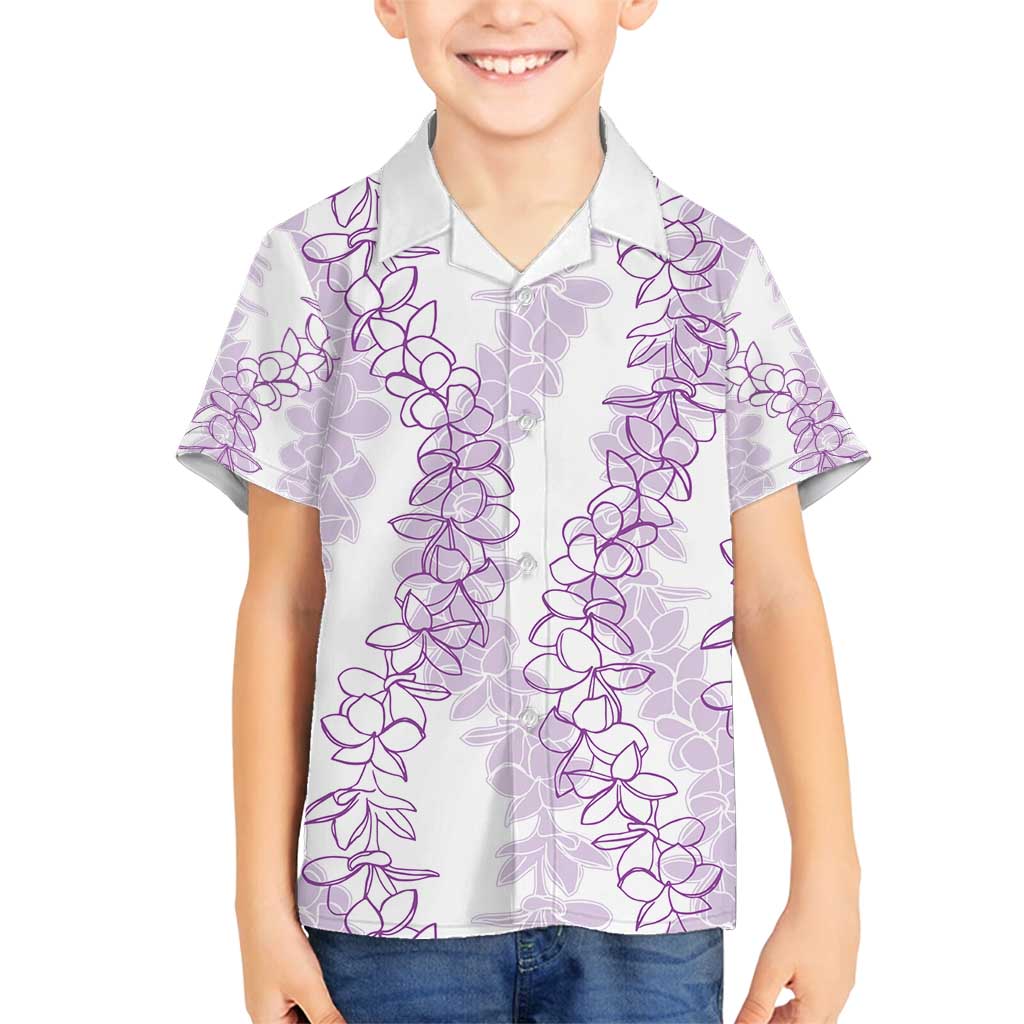 Hawaii Plumeria Lei Family Matching Summer Maxi Dress and Hawaiian Shirt Aloha Festive Vibe - Amethyst LT7 Son's Shirt Amethyst - Polynesian Pride