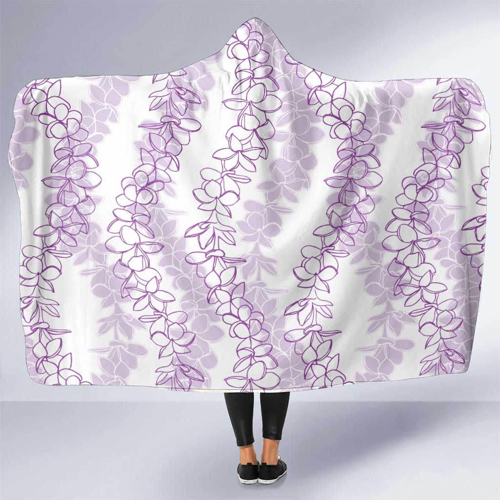 Hawaii Plumeria Lei Hooded Blanket Aloha Festive Vibe - Amethyst