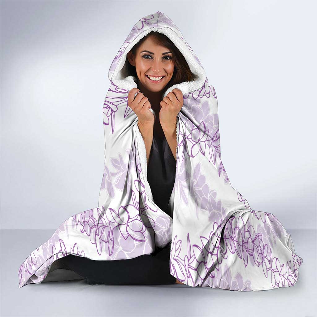 Hawaii Plumeria Lei Hooded Blanket Aloha Festive Vibe - Amethyst LT7 - Polynesian Pride