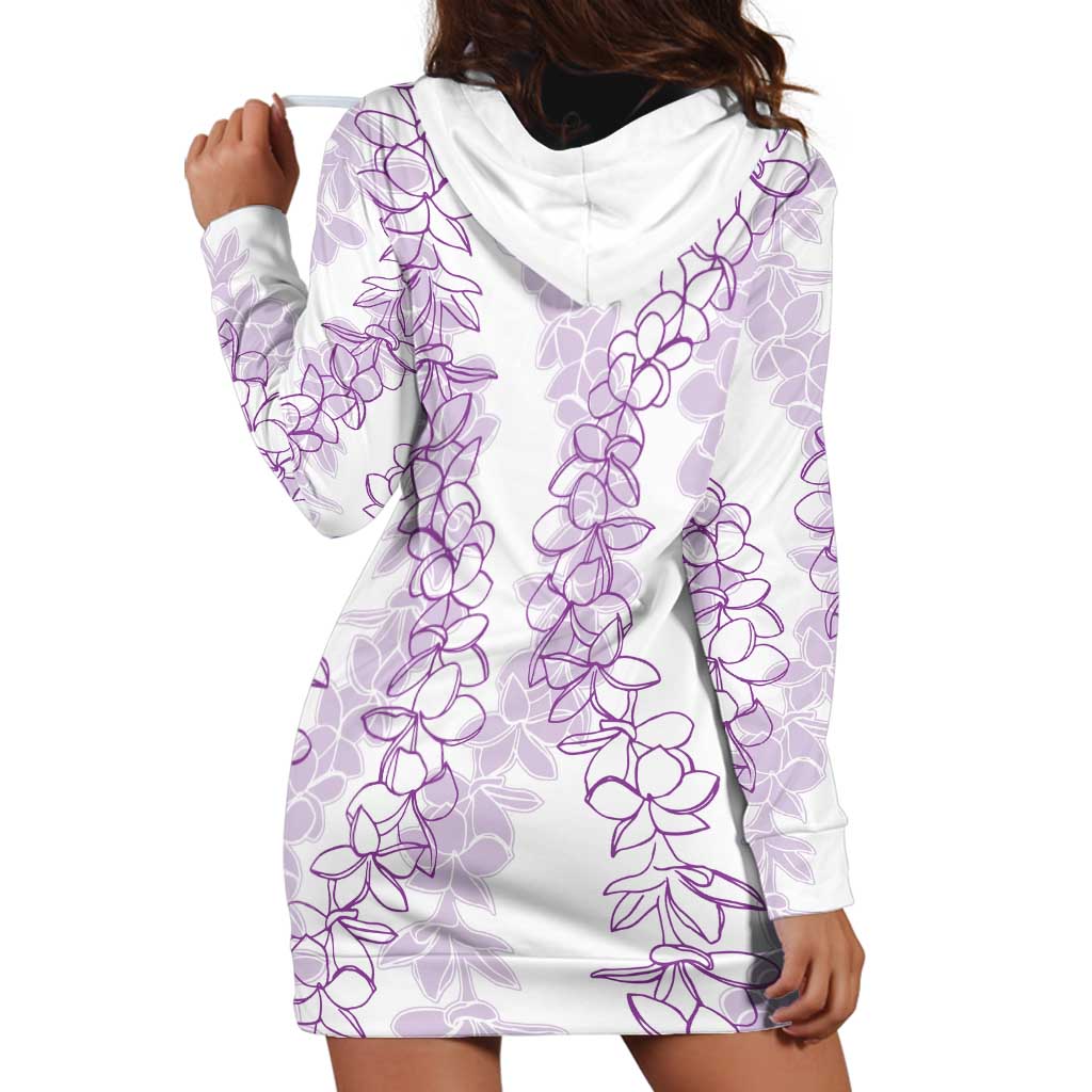 Hawaii Plumeria Lei Hoodie Dress Aloha Festive Vibe - Amethyst LT7 - Polynesian Pride