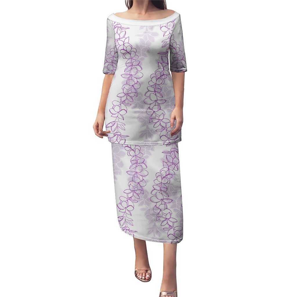 Hawaii Plumeria Lei Puletasi Aloha Festive Vibe - Amethyst LT7 Long Dress Amethyst - Polynesian Pride