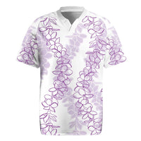 Hawaii Plumeria Lei Rugby Jersey Aloha Festive Vibe - Amethyst LT7 Amethyst - Polynesian Pride