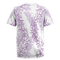 Hawaii Plumeria Lei Rugby Jersey Aloha Festive Vibe - Amethyst LT7 - Polynesian Pride