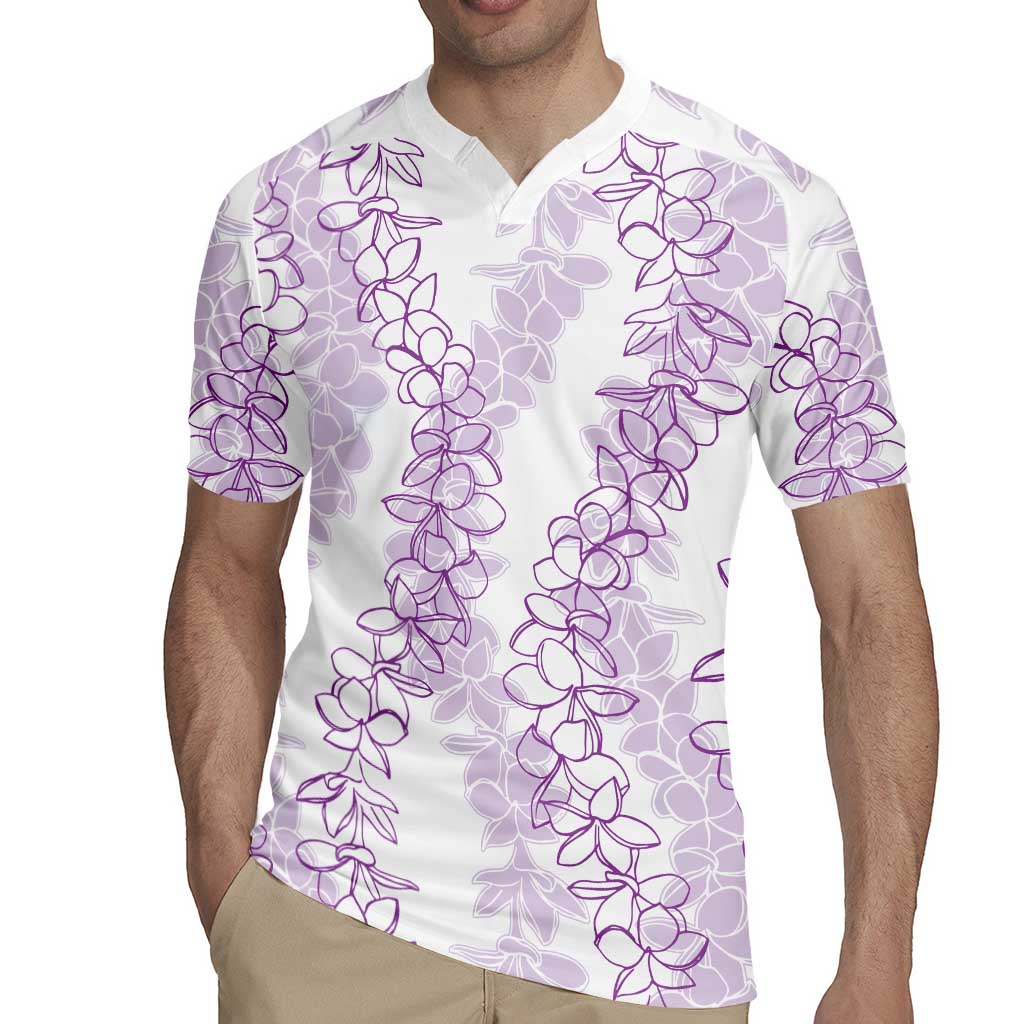 Hawaii Plumeria Lei Rugby Jersey Aloha Festive Vibe - Amethyst LT7 - Polynesian Pride