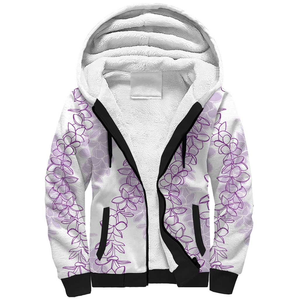 Hawaii Plumeria Lei Sherpa Hoodie Aloha Festive Vibe - Amethyst LT7 Unisex Amethyst - Polynesian Pride