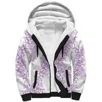 Hawaii Plumeria Lei Sherpa Hoodie Aloha Festive Vibe - Amethyst LT7 Unisex Amethyst - Polynesian Pride