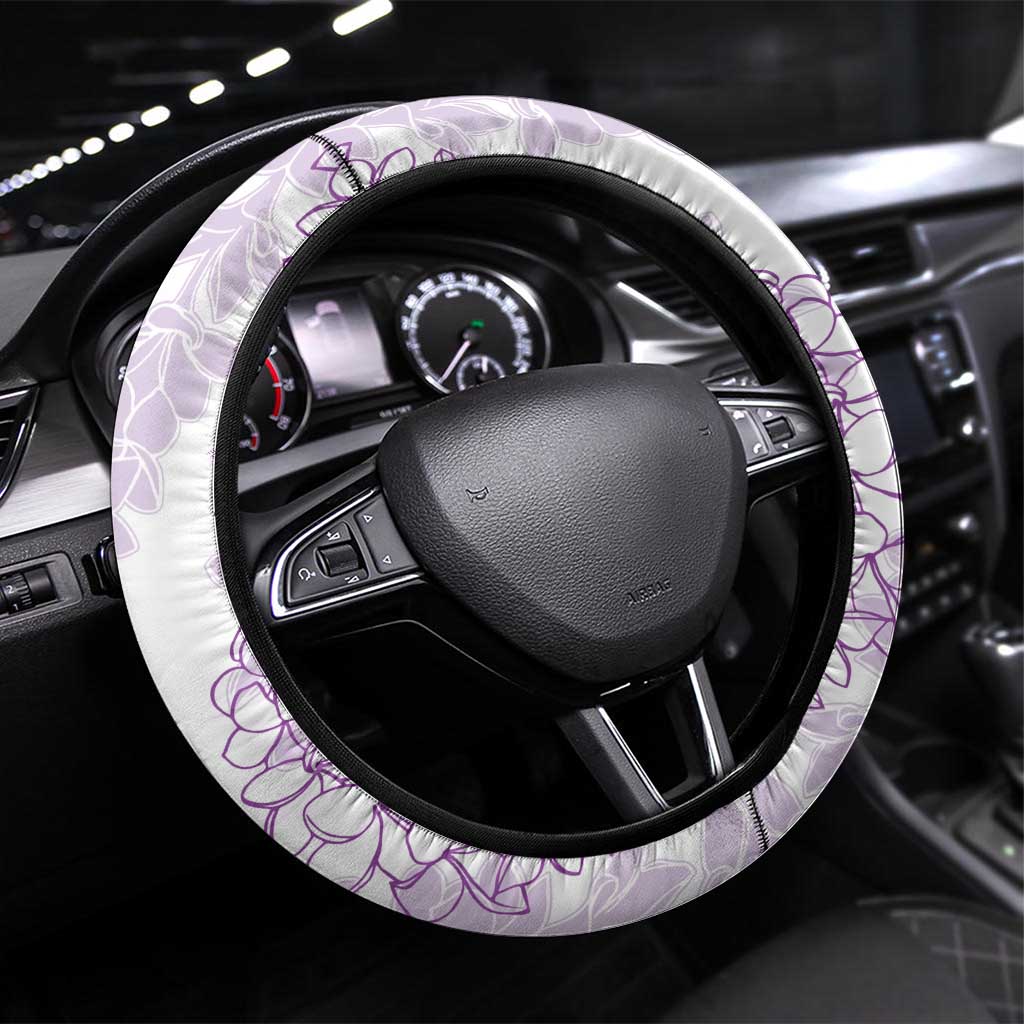 Hawaii Plumeria Lei Steering Wheel Cover Aloha Festive Vibe - Amethyst