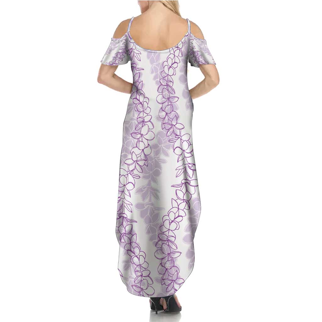 Hawaii Plumeria Lei Summer Maxi Dress Aloha Festive Vibe - Amethyst LT7 - Polynesian Pride