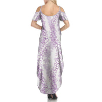 Hawaii Plumeria Lei Summer Maxi Dress Aloha Festive Vibe - Amethyst LT7 - Polynesian Pride