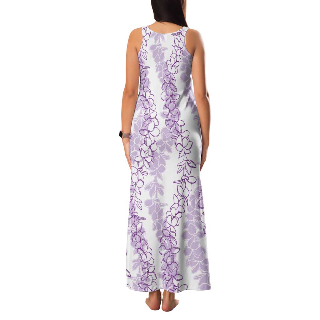 Hawaii Plumeria Lei Tank Maxi Dress Aloha Festive Vibe - Amethyst LT7 - Polynesian Pride