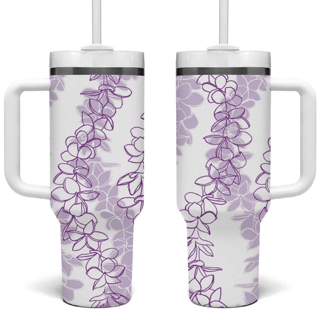 Hawaii Plumeria Lei Tumbler With Handle Aloha Festive Vibe - Amethyst