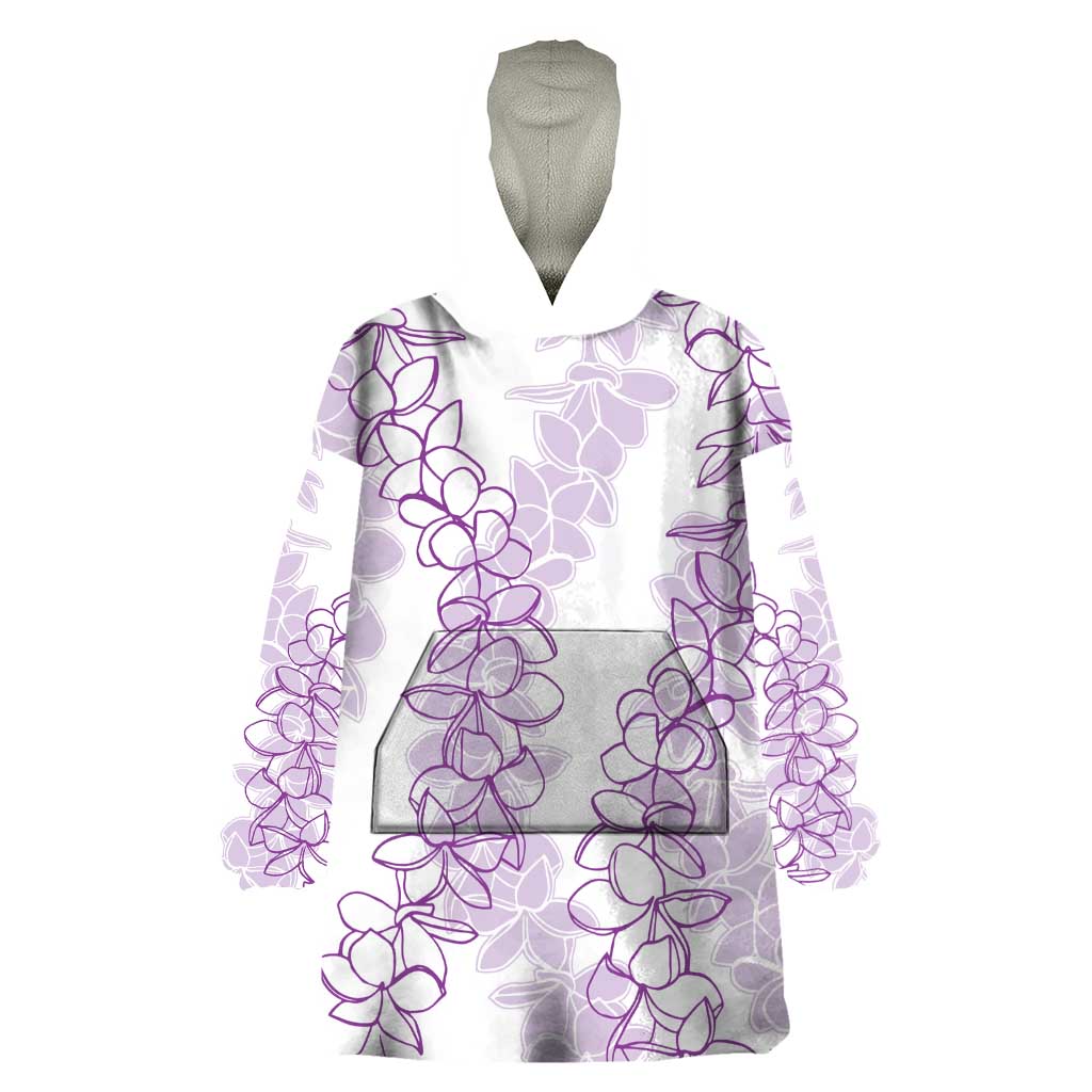 Hawaii Plumeria Lei Wearable Blanket Hoodie Aloha Festive Vibe - Amethyst