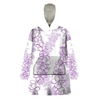 Hawaii Plumeria Lei Wearable Blanket Hoodie Aloha Festive Vibe - Amethyst LT7 One Size Amethyst - Polynesian Pride