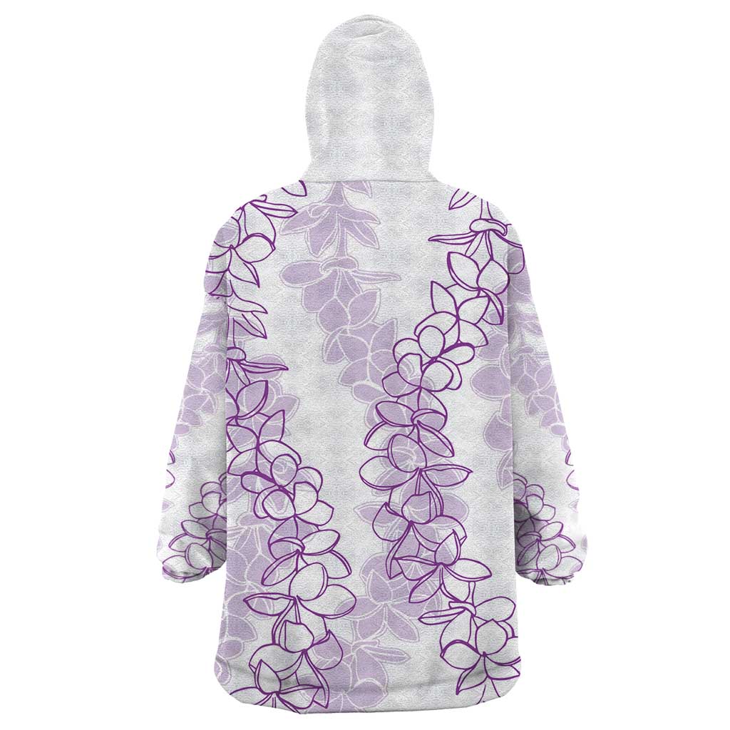 Hawaii Plumeria Lei Wearable Blanket Hoodie Aloha Festive Vibe - Amethyst LT7 - Polynesian Pride