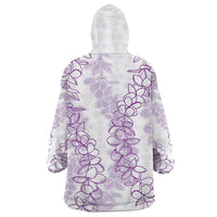 Hawaii Plumeria Lei Wearable Blanket Hoodie Aloha Festive Vibe - Amethyst LT7 - Polynesian Pride