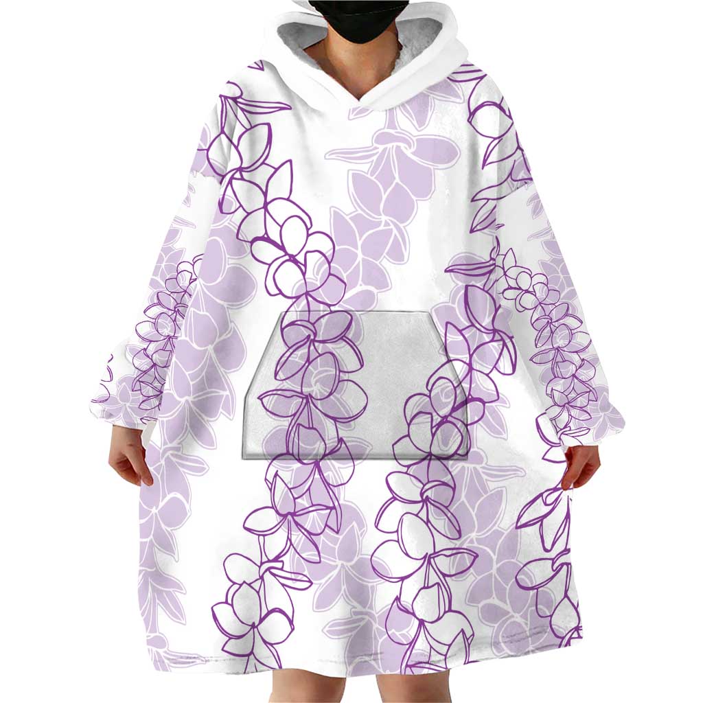 Hawaii Plumeria Lei Wearable Blanket Hoodie Aloha Festive Vibe - Amethyst LT7 - Polynesian Pride