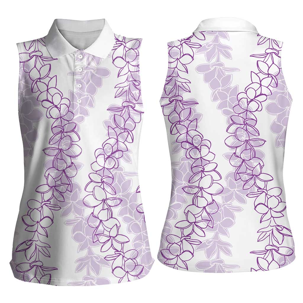 Hawaii Plumeria Lei Women Sleeveless Polo Shirt Aloha Festive Vibe - Amethyst