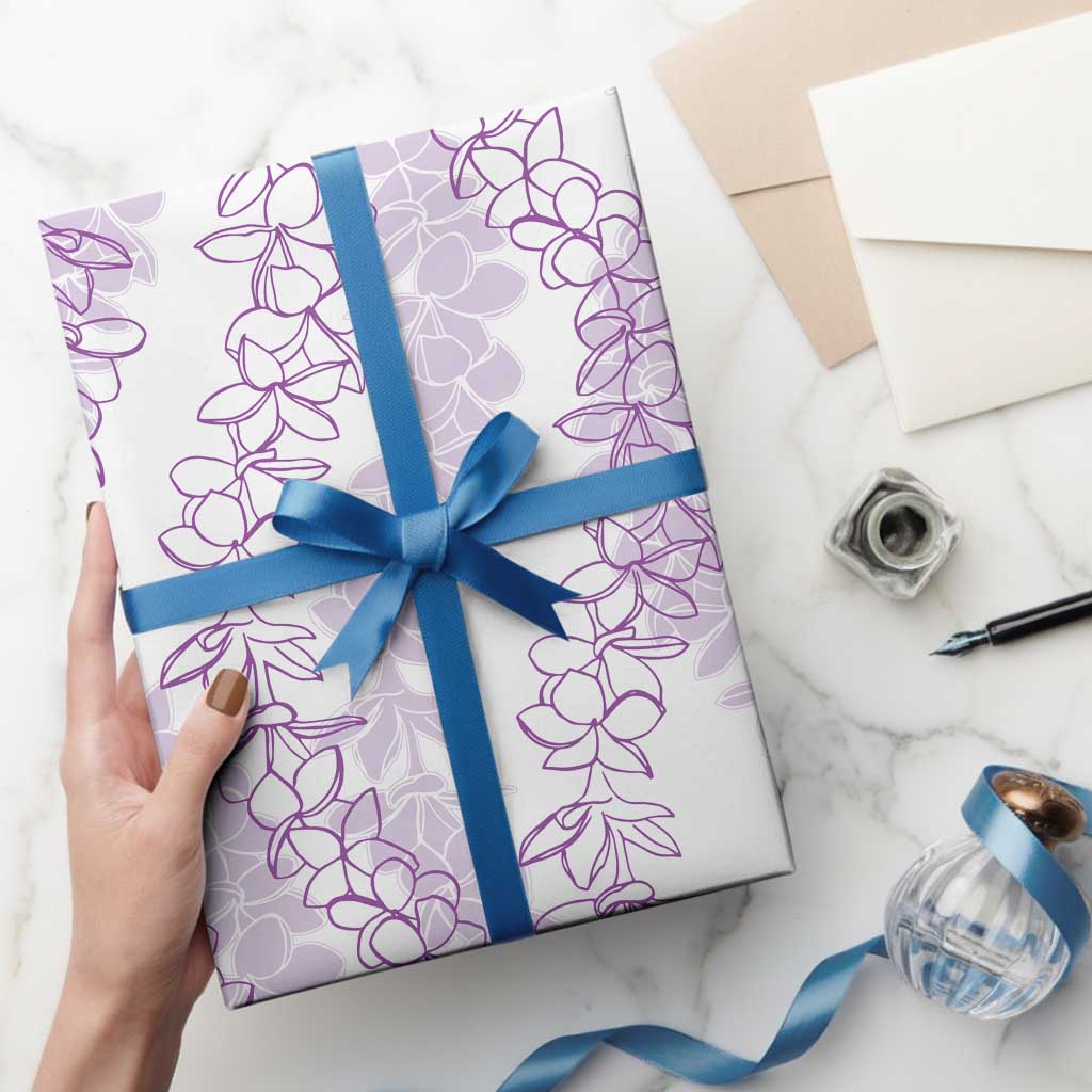 Hawaii Plumeria Lei Wrapping Paper Aloha Festive Vibe - Amethyst LT7 - Polynesian Pride