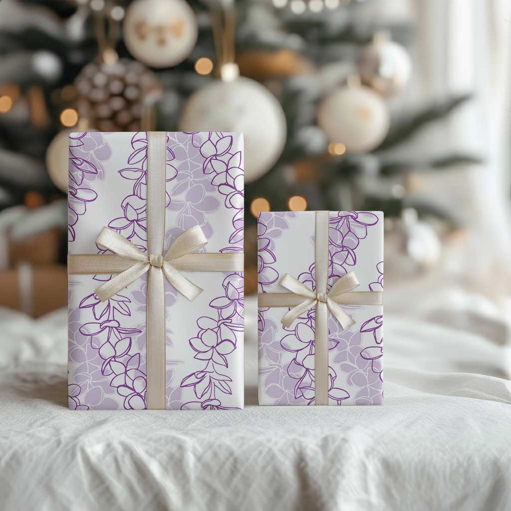 Hawaii Plumeria Lei Wrapping Paper Aloha Festive Vibe - Amethyst LT7 - Polynesian Pride