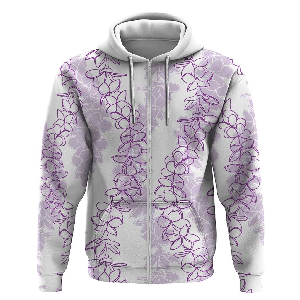 Hawaii Plumeria Lei Zip Hoodie Aloha Festive Vibe - Amethyst