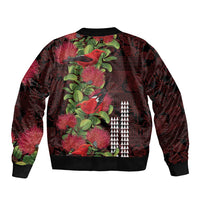 Hawaii Mele Kalikimaka Kakau Bomber Jacket I'iwi Bird on Ohia Lehua