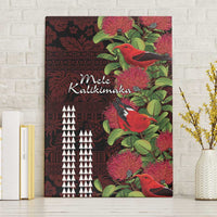 Hawaii Mele Kalikimaka Kakau Canvas Wall Art I'iwi Bird on Ohia Lehua LT7 Without Frame Black Red - Polynesian Pride
