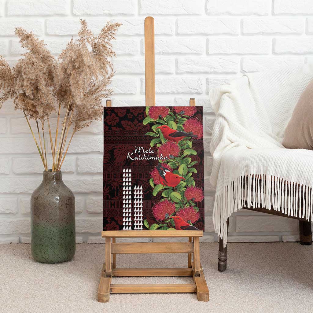 Hawaii Mele Kalikimaka Kakau Canvas Wall Art I'iwi Bird on Ohia Lehua LT7 - Polynesian Pride