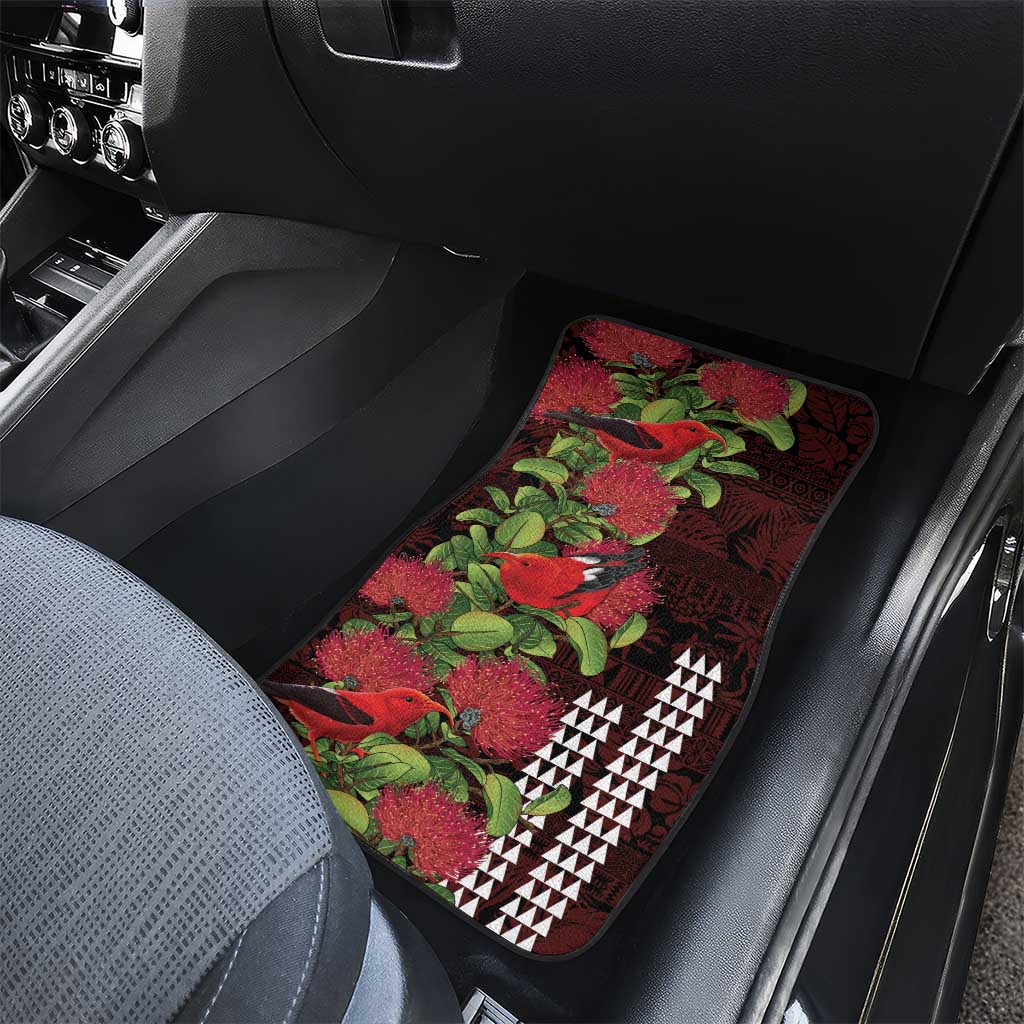 Hawaii Mele Kalikimaka Kakau Car Mats I'iwi Bird on Ohia Lehua