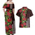 Hawaii Mele Kalikimaka Kakau Couples Matching Off Shoulder Maxi Dress and Hawaiian Shirt I'iwi Bird on Ohia Lehua