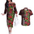 Hawaii Mele Kalikimaka Kakau Couples Matching Off The Shoulder Long Sleeve Dress and Hawaiian Shirt I'iwi Bird on Ohia Lehua