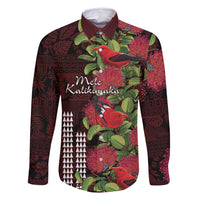 Hawaii Mele Kalikimaka Kakau Family Matching Off Shoulder Maxi Dress and Hawaiian Shirt I'iwi Bird on Ohia Lehua