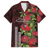Hawaii Mele Kalikimaka Kakau Family Matching Tank Maxi Dress and Hawaiian Shirt I'iwi Bird on Ohia Lehua
