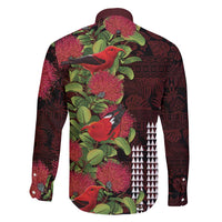 Hawaii Mele Kalikimaka Kakau Family Matching Tank Maxi Dress and Hawaiian Shirt I'iwi Bird on Ohia Lehua