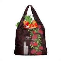 Hawaii Mele Kalikimaka Kakau Grocery Bag I'iwi Bird on Ohia Lehua LT7 1-pack One Size Black Red - Polynesian Pride
