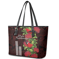 Hawaii Mele Kalikimaka Kakau Leather Tote Bag I'iwi Bird on Ohia Lehua LT7 - Polynesian Pride