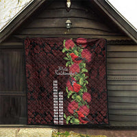 Hawaii Mele Kalikimaka Kakau Quilt I'iwi Bird on Ohia Lehua