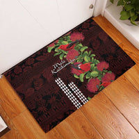 Hawaii Mele Kalikimaka Kakau Rubber Doormat I'iwi Bird on Ohia Lehua LT7 - Polynesian Pride